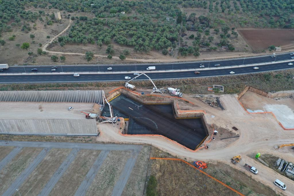 Ripresa con drone del nodo Ferroviario Bari-Sud in costruzione